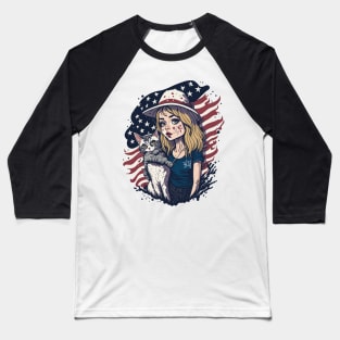 Patriotic Cat Mother Baseball T-Shirt